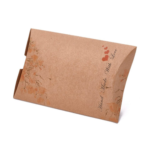 BeadsBalzar Beads & Crafts (DC7043-12B) BURLYWOOD/HANDMADE (DC7043-X) Paper Pillow Boxes, Size:7.6x12.5cm long, 1.9cm high (5 pcs)