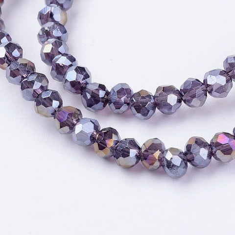 BeadsBalzar Beads & Crafts Electroplate Glass Beads Strands, AB Color Plated, Faceted Abacus, SlateBlue (BE4611)