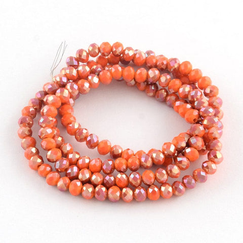 BeadsBalzar Beads & Crafts Electroplate Glass Faceted Abacus Bead Strands, Half Rainbow Plated, DarkOrange 6MM (BE5100)