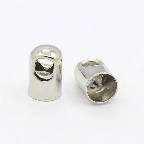 BeadsBalzar Beads & Crafts (EN4364) Brass Cord Ends 8x5mm Platinum (20 PCS)