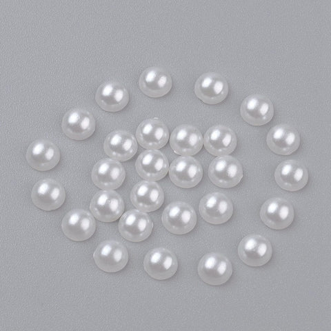 BeadsBalzar Beads & Crafts (FB2923) Half Round Domed Imitated Pearl Acrylic Cabochons, Creamy White Size: 5mm (20 GMS)