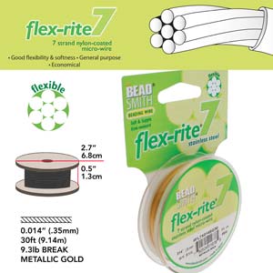 BeadsBalzar Beads & Crafts (FL7X014SG30) Flexrite 7 Strand 0.014 Mtllc/stin Gld-30 Ft