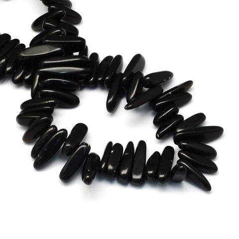 BeadsBalzar Beads & Crafts (GB4666) Natural Black Stone Bead Strands, Chip, Black Stone