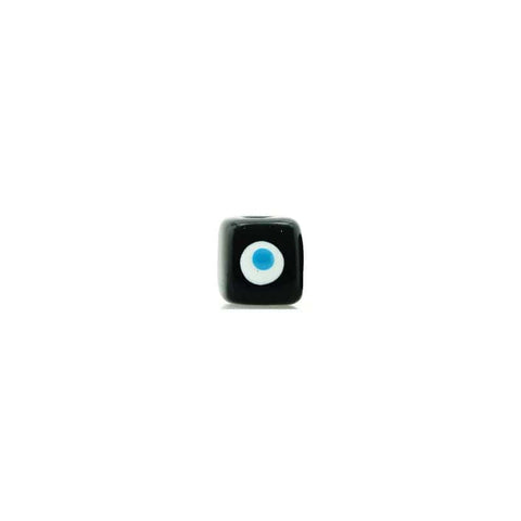 BeadsBalzar Beads & Crafts (GC7351D) BLACK/WHITE/BLUE (GC7351X) Ceramic Slider Cube Eye w/ Enamel 10mm HOLE 2.7mm (2 PCS)