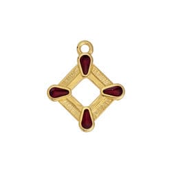 BeadsBalzar Beads & Crafts GD.PL./BURGANDY (GQP8489-GB) (GQP8489-GG) Motif rombus ethnic with 4 drops pendant (2 PCS)