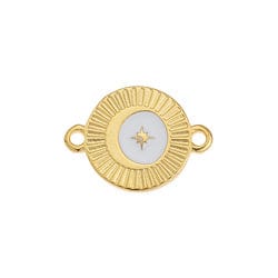 BeadsBalzar Beads & Crafts GD.PL./WHITE (GQL8061-GWH) (GQL8061-X) Alloy Round motif with star & rays with 2 rings (2 PCS)