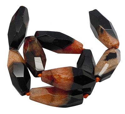 BeadsBalzar Beads & Crafts Gemstone Beads Strands, Natural Agate and Crystal, Faceted, Dyed, Orange 40MM (BG5085)