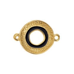 BeadsBalzar Beads & Crafts GOLD/BLACK (GQL7724B) (GQL7724X) Round motif wtih textured pattern 22X16MM (2 PCS)