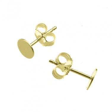 BeadsBalzar Beads & Crafts GOLD PLATED 3 MICRONS (925-55GD) (925-55X) SILVER 925 6MM FLAT STUD EARRINGS SUPPORTS (1 PAIR)