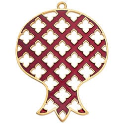 BeadsBalzar Beads & Crafts GOLD/RED (GQP6794A) (GQP6794X) Pomegranate with perforated pattern pendant 71X94MM