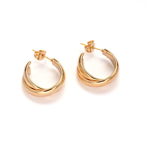 BeadsBalzar Beads & Crafts GOLD (SE7329-03G) (SE7329-X) 304 Stainless Steel Stud Hypoallergenic Earrings,19x26mm (1 pair)