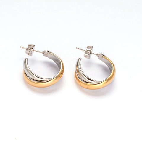 BeadsBalzar Beads & Crafts GOLD/STEEL (SE7329-03M) (SE7329-X) 304 Stainless Steel Stud Hypoallergenic Earrings,19x26mm (1 pair)
