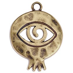 BeadsBalzar Beads & Crafts (GQ5843A) BRASS ANTIQUE (GQ5843X) Pomegranate hammered with eye 35mm pendant