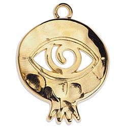 BeadsBalzar Beads & Crafts (GQ5843B) 24KT GOLD PLATED (GQ5843X) Pomegranate hammered with eye 35mm pendant
