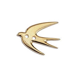 BeadsBalzar Beads & Crafts (GQ6251A) Swallow Button 20X16MM 24KT GOLD PLATED (2 PIECES)