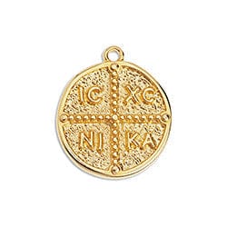 BeadsBalzar Beads & Crafts (GQ6397A) 24KT GOLD PLATED (GQ6397X) Cross talisman 18mm pendant (2 PCS)
