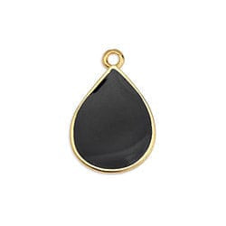 BeadsBalzar Beads & Crafts (GQ6435B) GOLD/BLACK (GQ6435X) 13.5MM x 20MM Drop motif pendant 24KT GOLD PLATED (4 PCS)