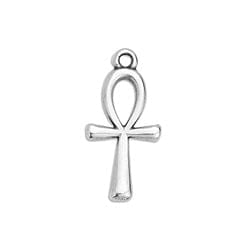BeadsBalzar Beads & Crafts (GQ6439B) SILVER ANTIQUE (GQ6439X)  Ankh cross motif pendant 10 x 22MM (4 PCS)