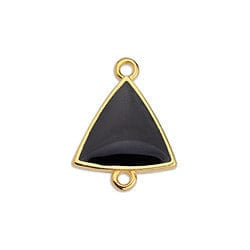 BeadsBalzar Beads & Crafts GQ6486B BLACK ON GOLD (GQ6486X) Good Quality Alloy 14.8 x 19.3MM Triangle motif with 2 rings 24KT GOLD PLATED (2 PCS)