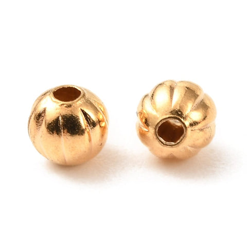 BeadsBalzar Beads & Crafts (GQB8280-A01) Brass Beads, Pumpkin, Real 18K Gold Plated, 3mm (30 PCS)
