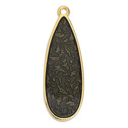 BeadsBalzar Beads & Crafts (GQD6805C) GOLD / BL. DIAMOND (GQD6805X) Flat drop piece 33mm (2 PCS)