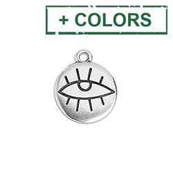 BeadsBalzar Beads & Crafts (GQE6707X) Metal 12 x 15MM Round motif 15mm with eye sketch pendant (4 PCS)