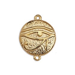 BeadsBalzar Beads & Crafts (GQE7087A) 24KT GOLD PLATED (GQE7087X) Eye of Ra with 2 rings 17X22MM (2 PCS)