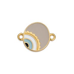 BeadsBalzar Beads & Crafts (GQE7126B)GD.PL./GREY (GQE7126X) Round motif with asymmetric eye with 2 rings 18x14mm (2 PCS)