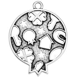 BeadsBalzar Beads & Crafts (GQH6723B) SILVER PLATED (GQP6723X) 46 X6 0MM Pomegranate motif with perforated pattern pendant GOLD PLATED