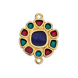 BeadsBalzar Beads & Crafts (GQL6863B) 24KT GOLD PLATED / MIX COLORS (GQL6863X) 17 x 23MM Motif daisy candy with 2 rings (1 PC)