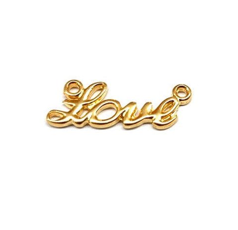 BeadsBalzar Beads & Crafts (GQL7240A) 24KT GOLD PLATED (GQL7240X) Component "Love" 28x10mm (4 PCS)