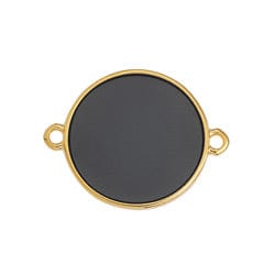 BeadsBalzar Beads & Crafts (GQL7456D) GOLD / BLACK DIAMOND (GQL7456X) Circle wireframe Vitraux 19mm with 2 rings (2 PCS)