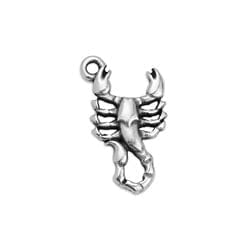 BeadsBalzar Beads & Crafts (GQP7065B) SILVER ANTIQUE (GQP7065X) Scorpion motif charm 20X12MM (2 PCS)