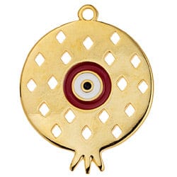 BeadsBalzar Beads & Crafts (GQP7713A) Pomegranate motif with rhombus & eye pendant 33X42mm(1 PC)