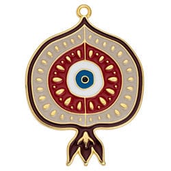 BeadsBalzar Beads & Crafts (GQP8388-B) Alloy Pomegranate with eye pendant 49x68mm (1 PC)