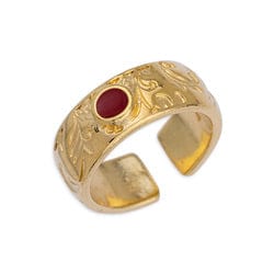 BeadsBalzar Beads & Crafts (GQR7080B) GOLD PLATED / RED (GQR7080X) Ring with floral pattern 17mm (1 PC)