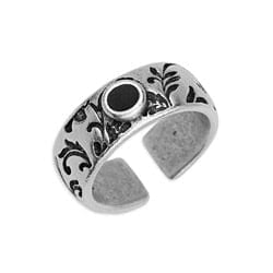 BeadsBalzar Beads & Crafts (GQR7080D) SILV.ANT,/BLACK (GQR7080X) Ring with floral pattern 17mm (1 PC)