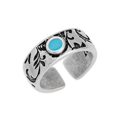 BeadsBalzar Beads & Crafts (GQR7080F) SILV.ANT/ AQUA (GQR7080X) Ring with floral pattern 17mm (1 PC)