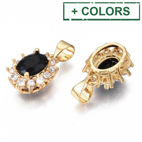 BeadsBalzar Beads & Crafts (GQZ8017-X-5PC) Brass Micro Pave Cubic Zirconia Charms, 14x11.5mm (5 PCS)