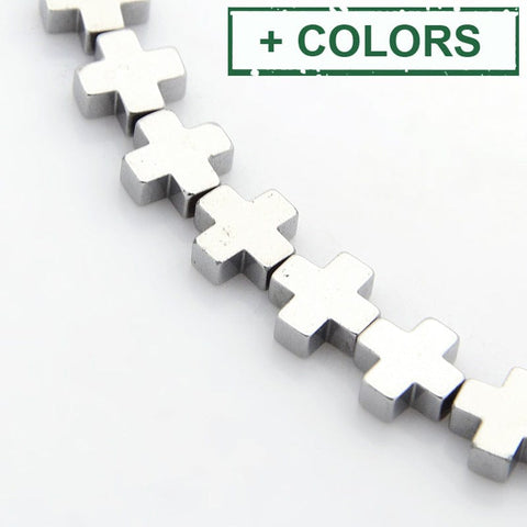BeadsBalzar Beads & Crafts (HC8322-A) Greek Cross Electroplate Non-magnetic Synthetic Hematite 8x8mm (10 PCS)