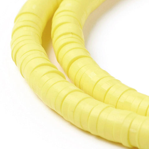 BeadsBalzar Beads & Crafts (HE6764-22) Eco-Friendly Handmade Polymer Clay Heishi Beads, Yellow 4x1mm
