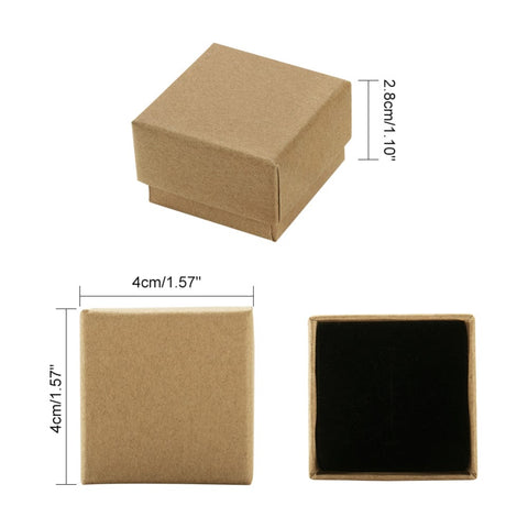 BeadsBalzar Beads & Crafts (KB7852-14) Kraft Paper Box, with Sponge, Square, BurlyWood 4x4cm (2 PCS)