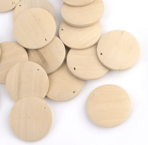 BeadsBalzar Beads & Crafts (LEN-WB5027) LASER ENGRAVE Wood Pendants, Flat Round, PapayaWhip 29MM (1 PC)