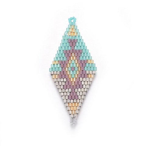 BeadsBalzar Beads & Crafts LT. TURQUOISE (ME8258-16) (ME8258-16) MIYUKI & TOHO Handmade Japanese Seed Beads Links,Rhombus, 60~61mm (1 PC)