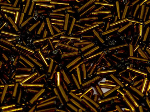 BeadsBalzar Beads & Crafts (MB2-0005) MIYUKI BUGLES #2 - 6 X 1,7 MM DK TOPAZ SILVER LINED (20 GMS)