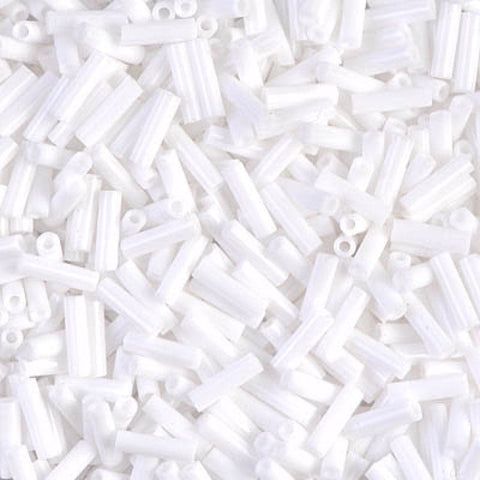 BeadsBalzar Beads & Crafts (MB2-0402) MIYUKI BUGLES #2 - 6 X 1,7 MM WHITE OPAQUE (20 GMS)