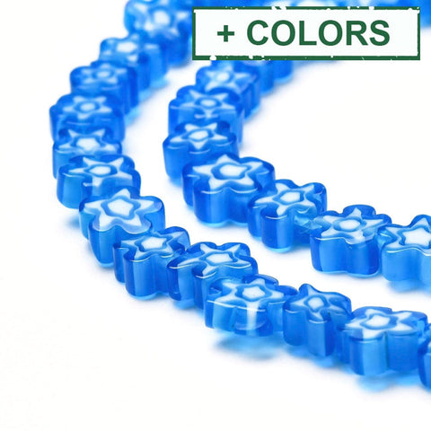 BeadsBalzar Beads & Crafts (MB8342-X) Handmade Millefiori Glass Bead Strands, Flower, 7.2mm (40 PCS)