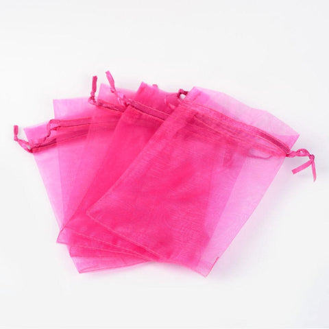 BeadsBalzar Beads & Crafts MED. VIOLET RED (OB8351-07) (OB8351-X) Organza Gift Bags with Drawstring, 10x15cm (10 PCS)