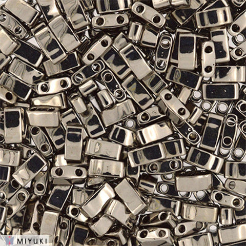 BeadsBalzar Beads & Crafts (MHT-0190) MIYUKI HALF TILA BEADS NICKEL PLATED (7.1 GMS)