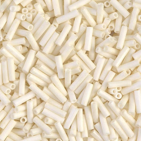 BeadsBalzar Beads & Crafts MIYUKI BUGLES #2 - 6 X 1,7 MM MATTED OPAQUE CREAM (MB2-2021)